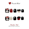 Classic Minnie: Red Polka Dot & Glitter Bow Kids Nails