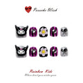 Midnight Mischief: Kuromi & Purple Stripe Kids Nails