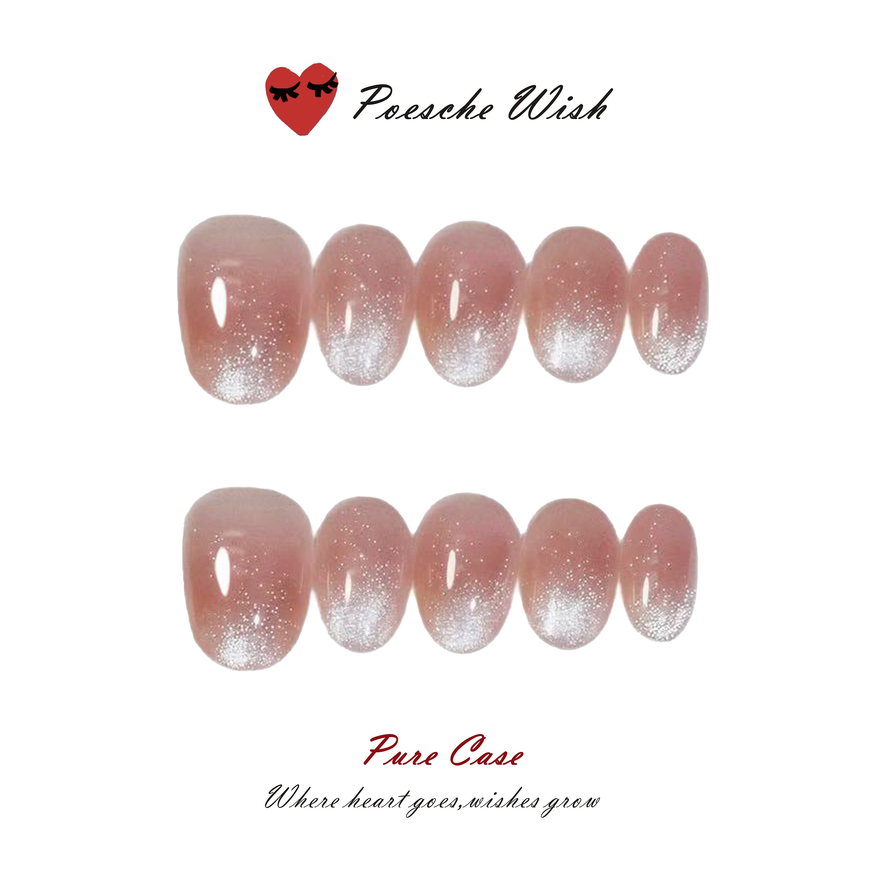 Blush Galaxy: Nude Pink Cat-Eye Ombre Press-On Nails