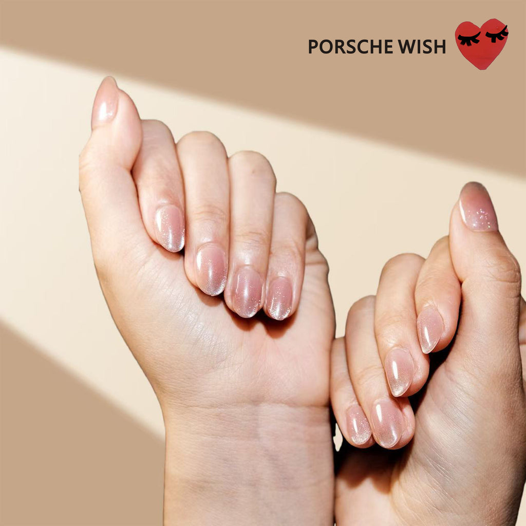 Blush Galaxy: Nude Pink Cat-Eye Ombre Press-On Nails