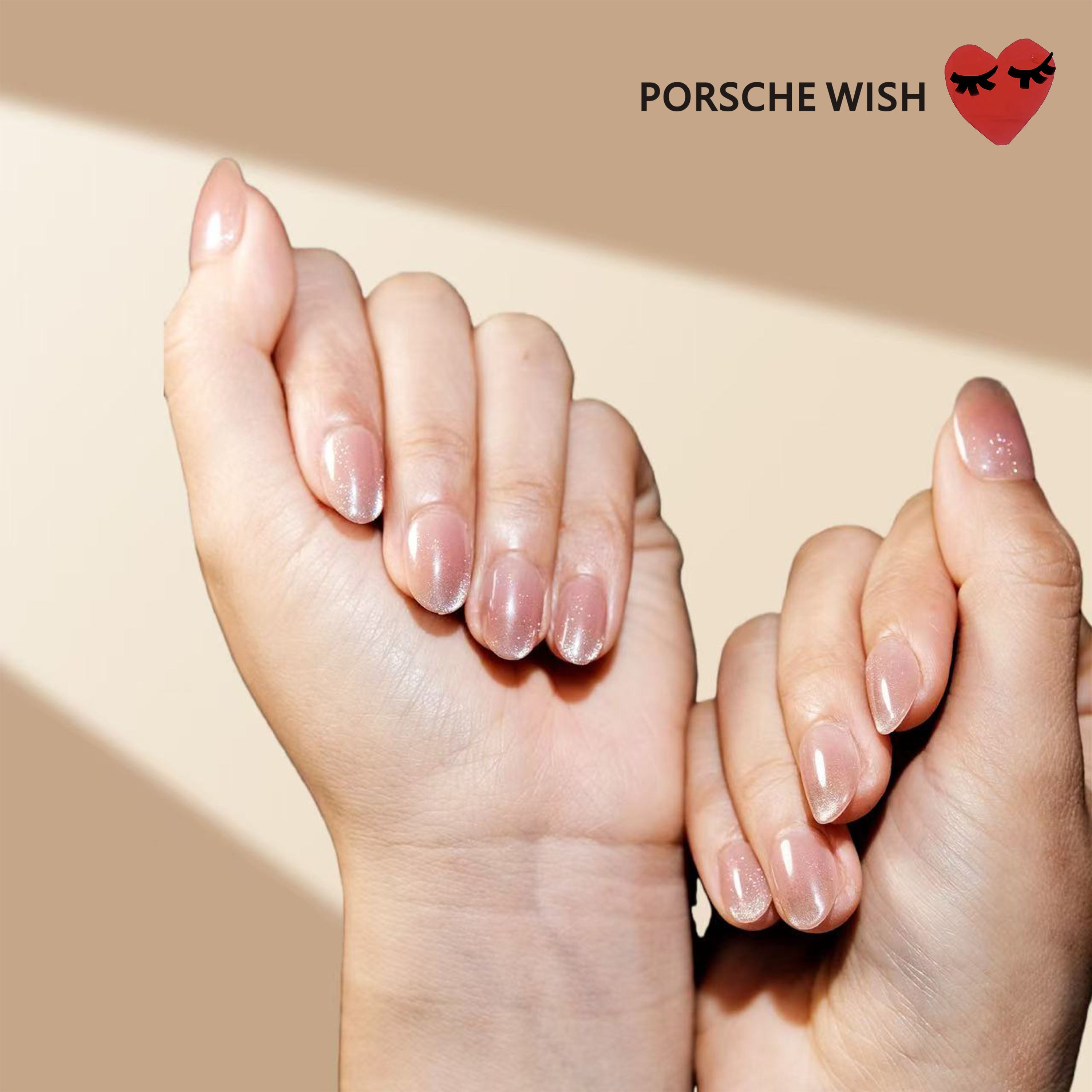 Blush Galaxy: Nude Pink Cat-Eye Ombre Press-On Nails