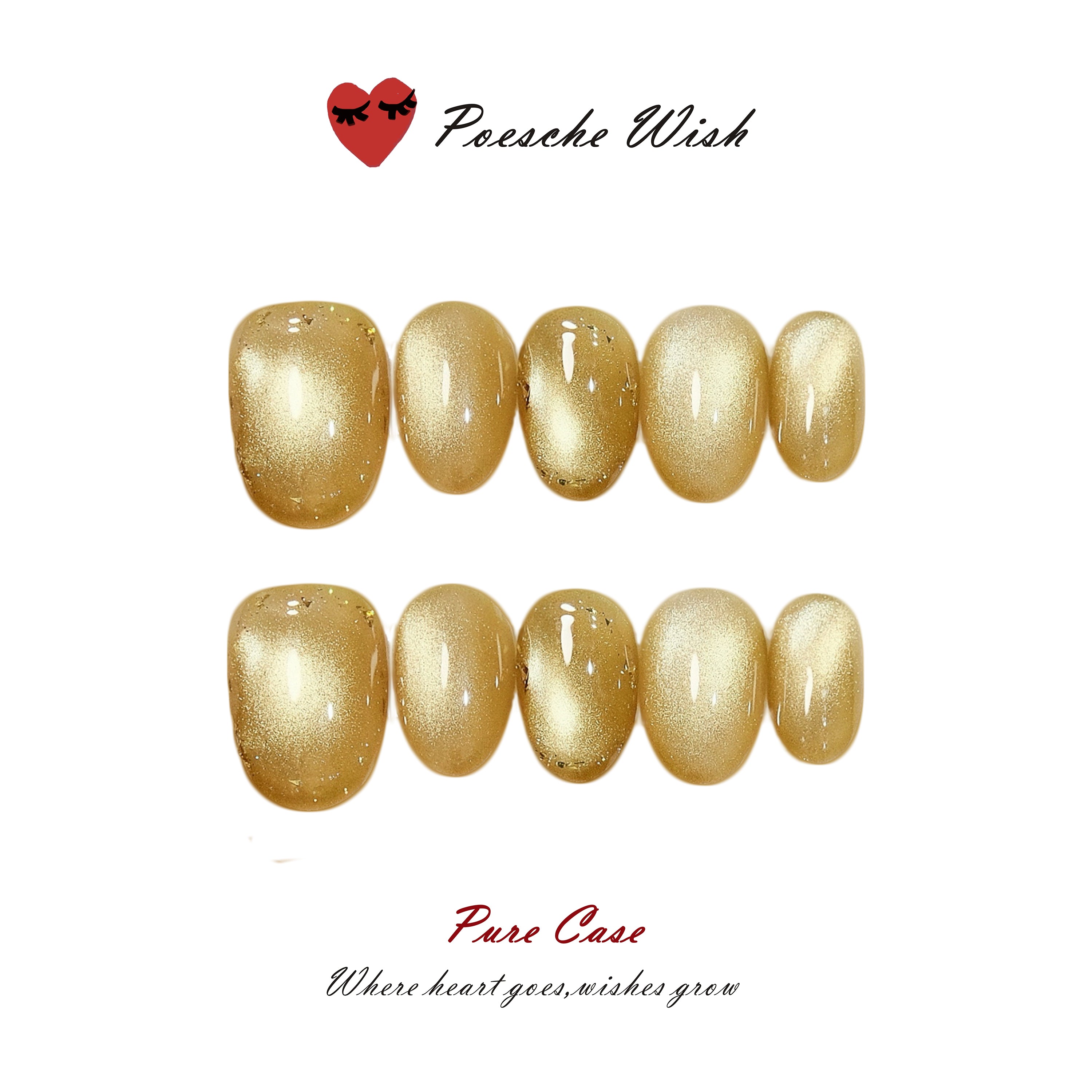 Gilded Galaxy: Champagne Gold Cat-Eye & Gold Leaf Nails