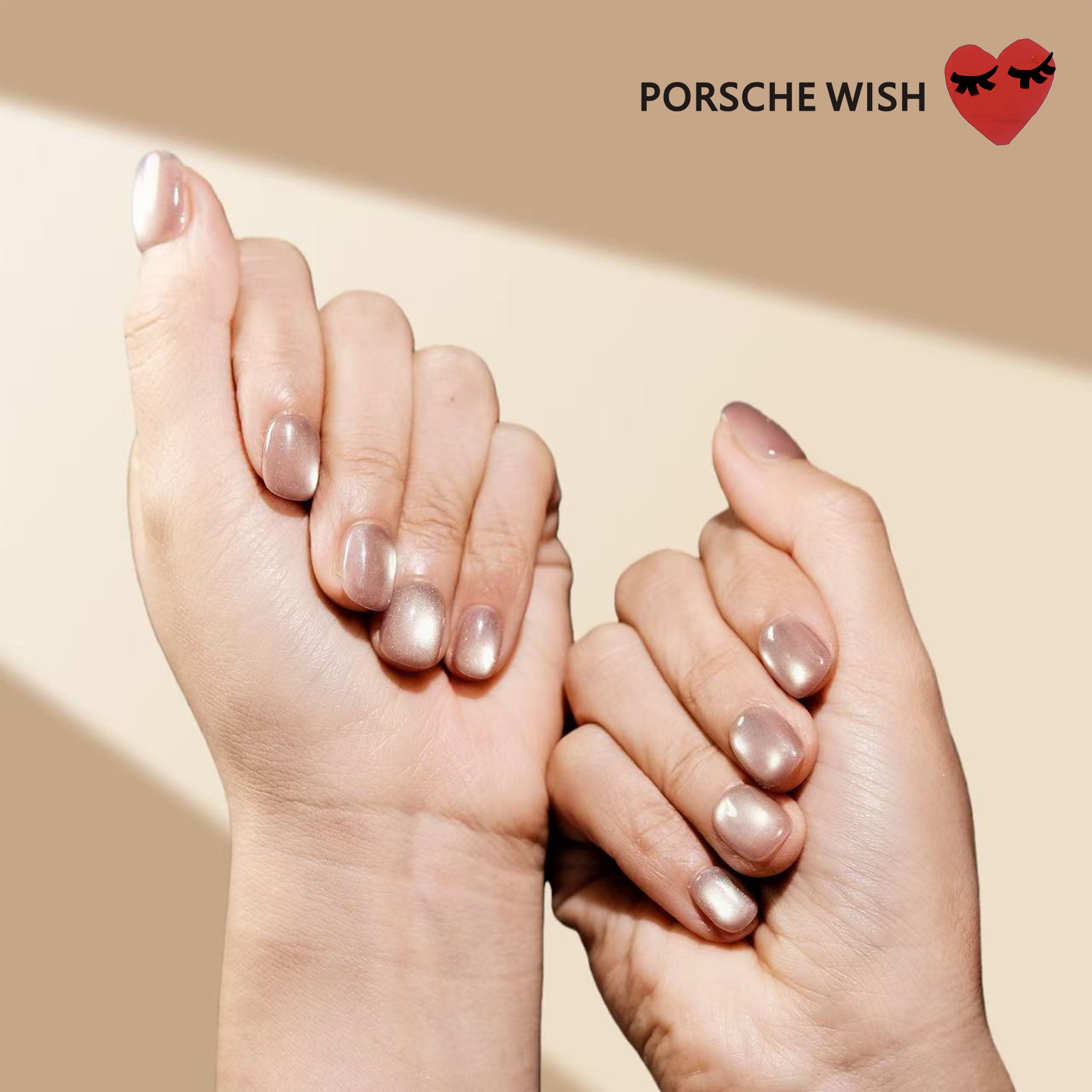 Rosé Radiance: Champagne Pink Cat-Eye Ombre Nails