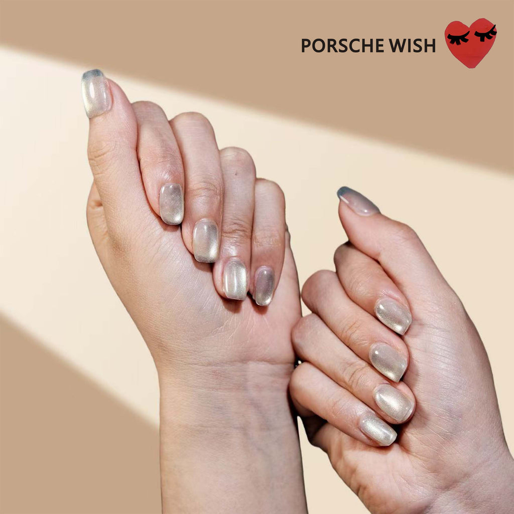Cyber Fluid: Gunmetal Cat-Eye & Molten Silver Press-On Nails