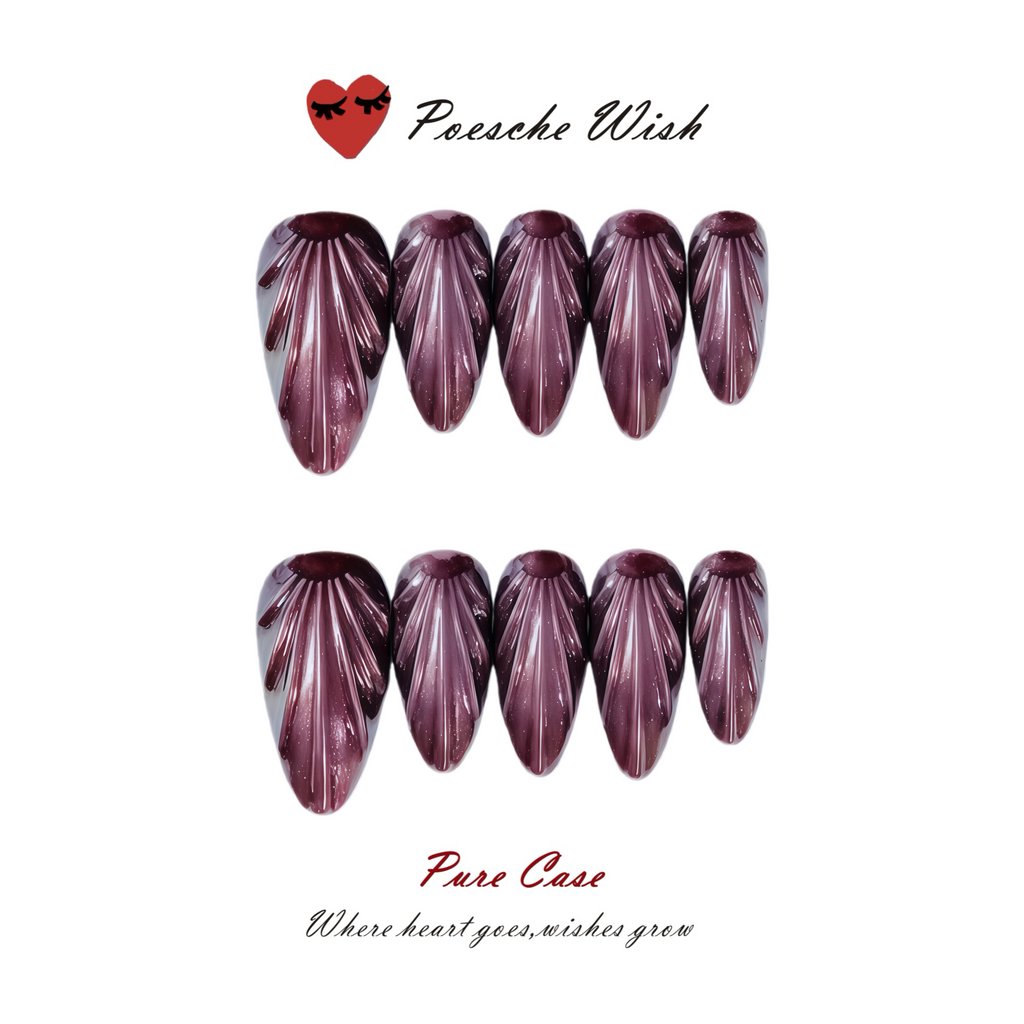 Midnight Berry Shell: Deep Grape Ombre Texture Nails