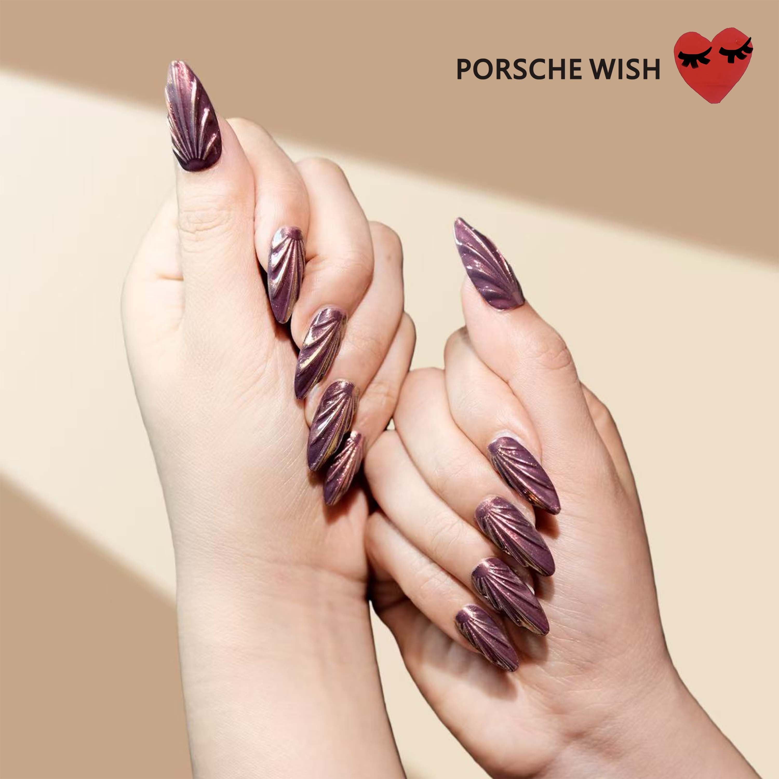 Midnight Berry Shell: Deep Grape Ombre Texture Nails