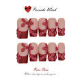 Velvet Bloom: Matte Crimson French & 3D Floral Nails