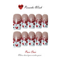 Romantic Lace: Red Heart & Crystal Hand-Painted Nails