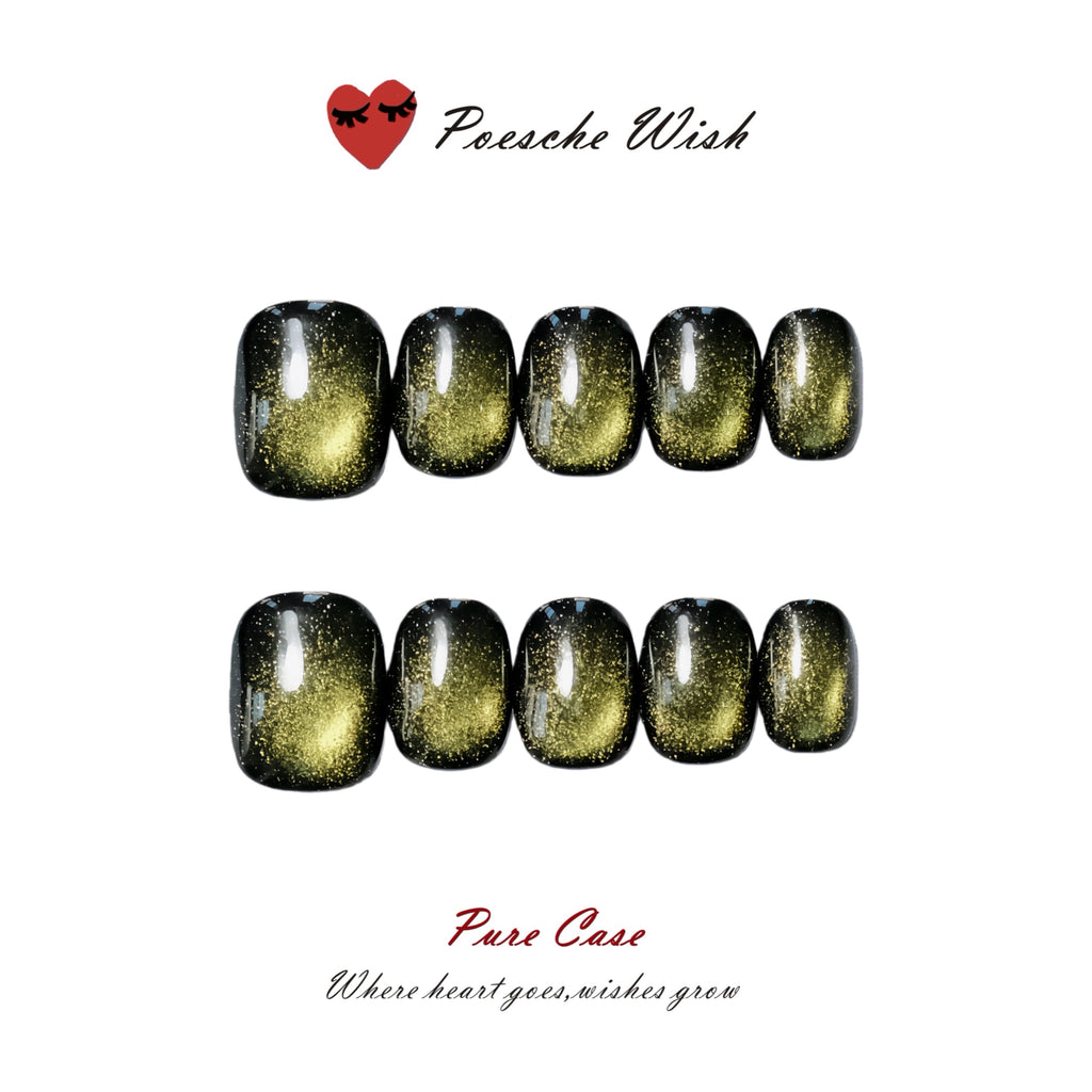 Olive Nebula: Cosmic Green Cat-Eye Nails