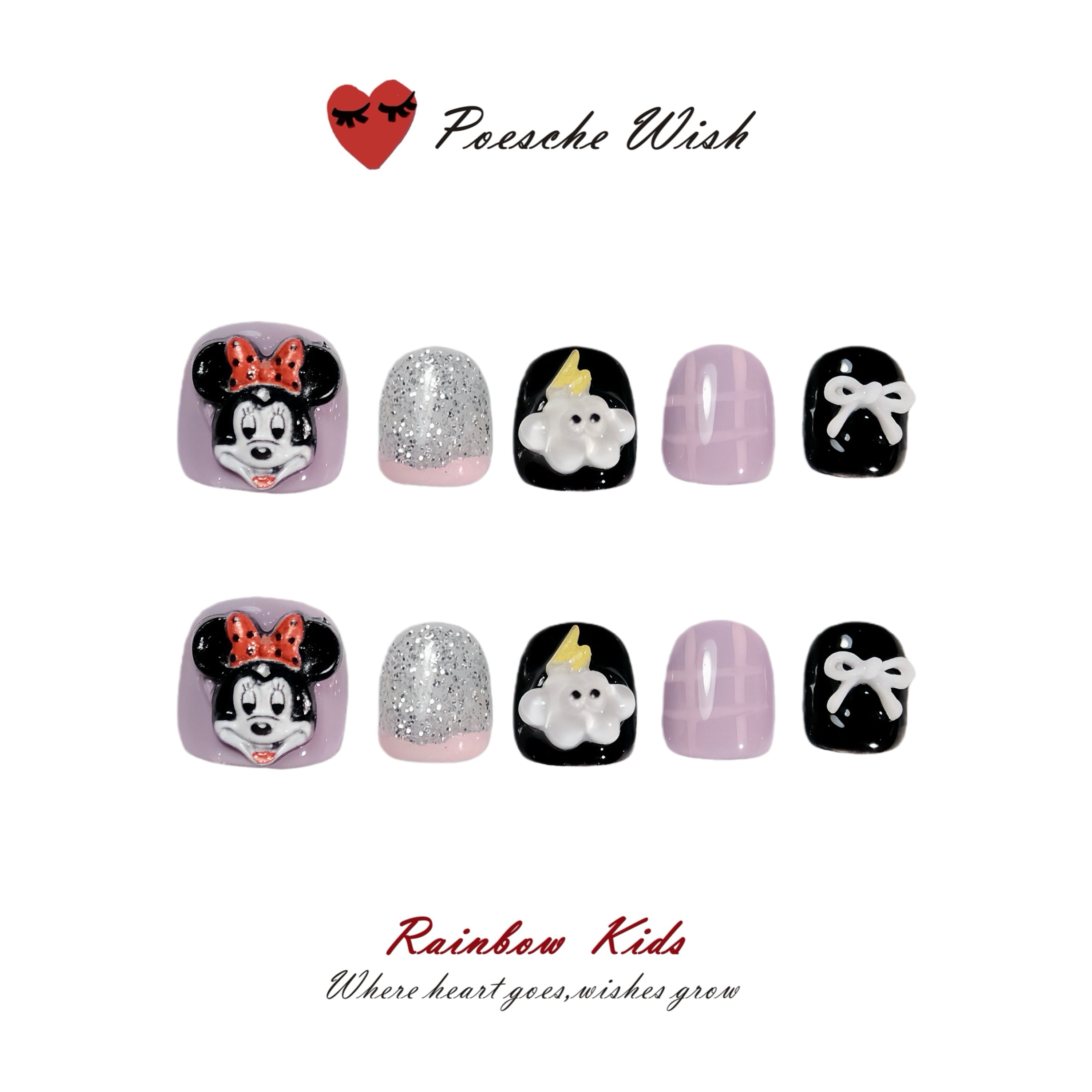 Minnie’s Magic: Luxury Hand-Sculptured 3D Character Nails for Children