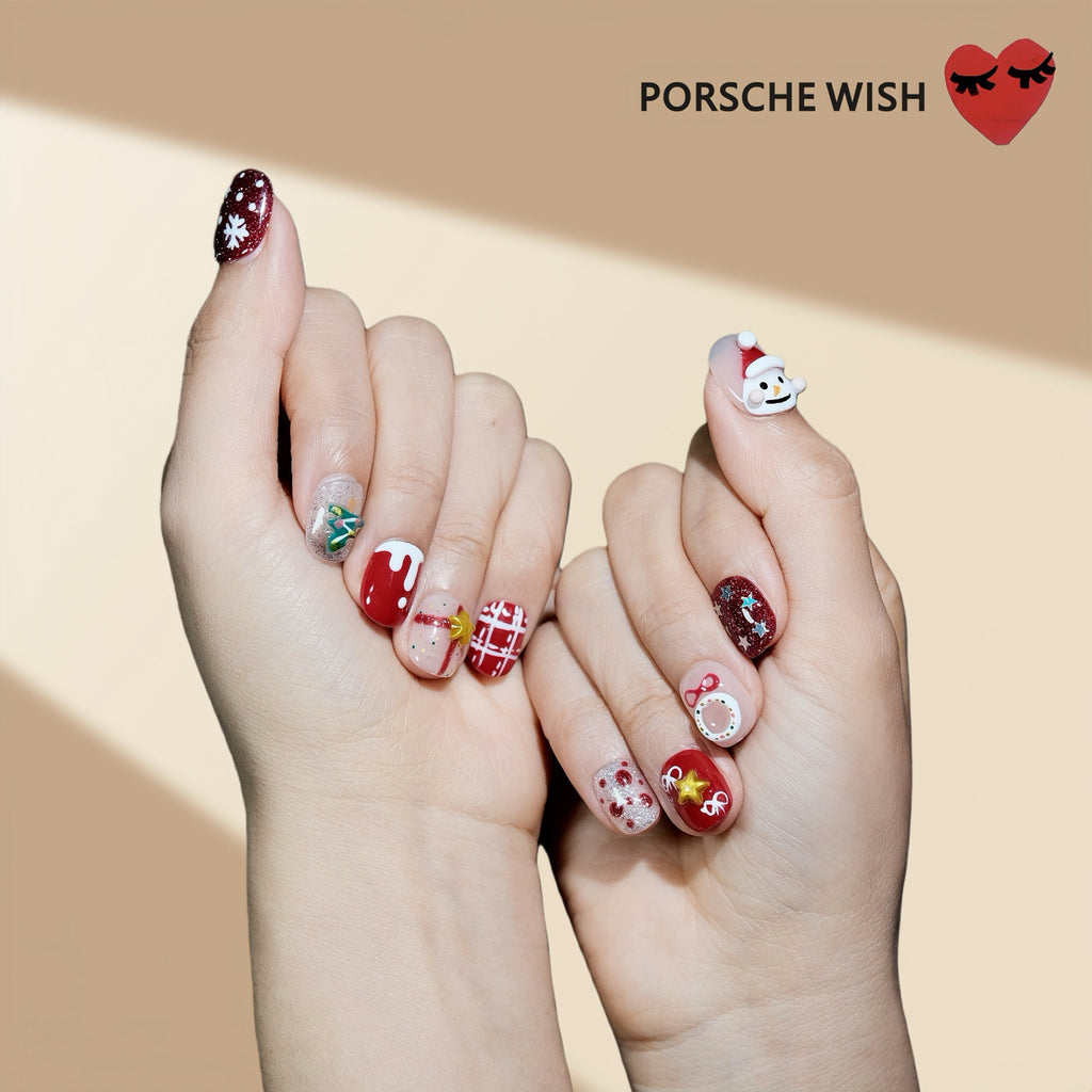 Christmas Wish: Winter Wonderland Cherry Red & 3D Snowman Nails