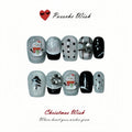 Christmas Wish: Frosty Obsidian & Silver 3D Snowman Plaid Nails