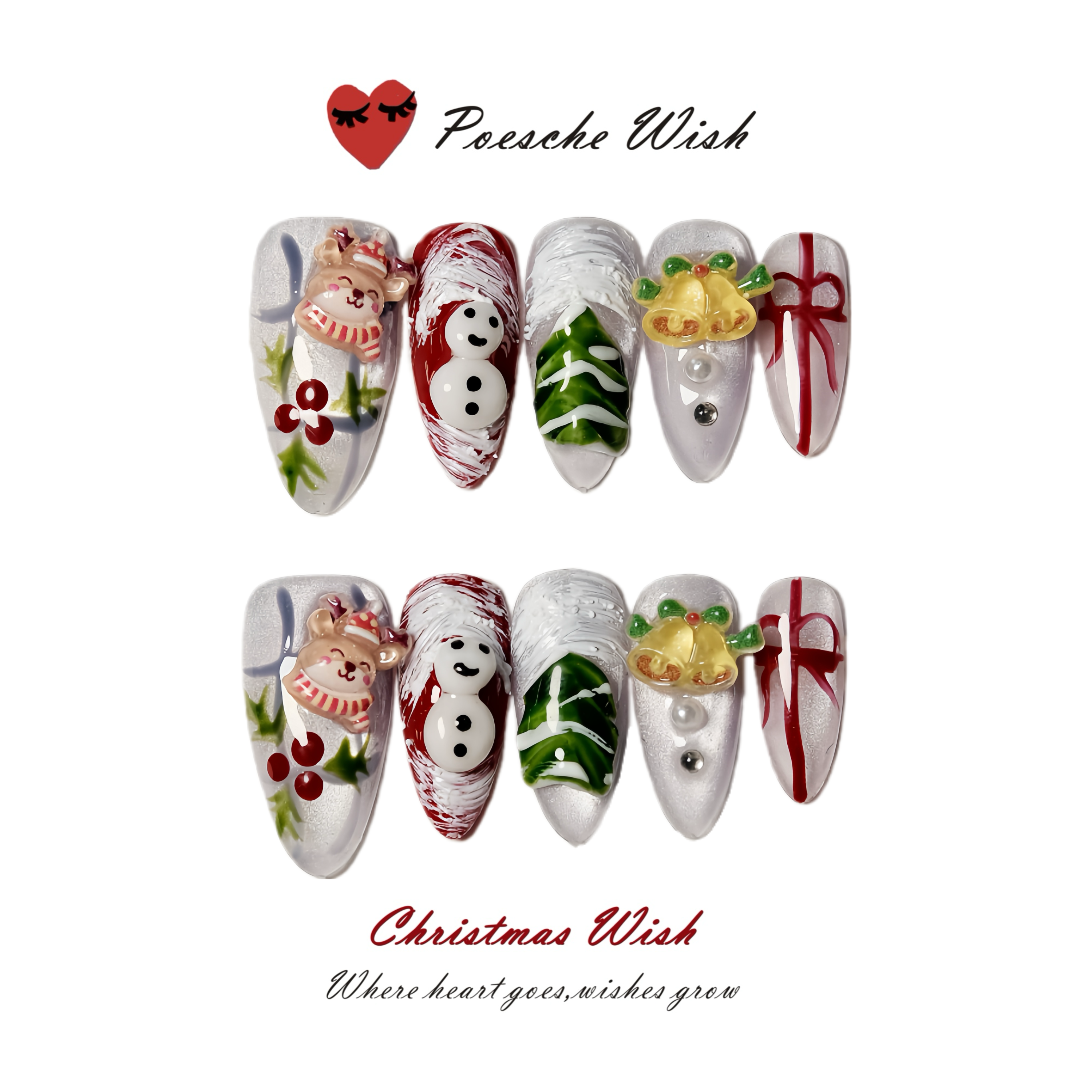 Christmas Wish: Whimsical Morning 3D Reindeer & Candy Cane Nails