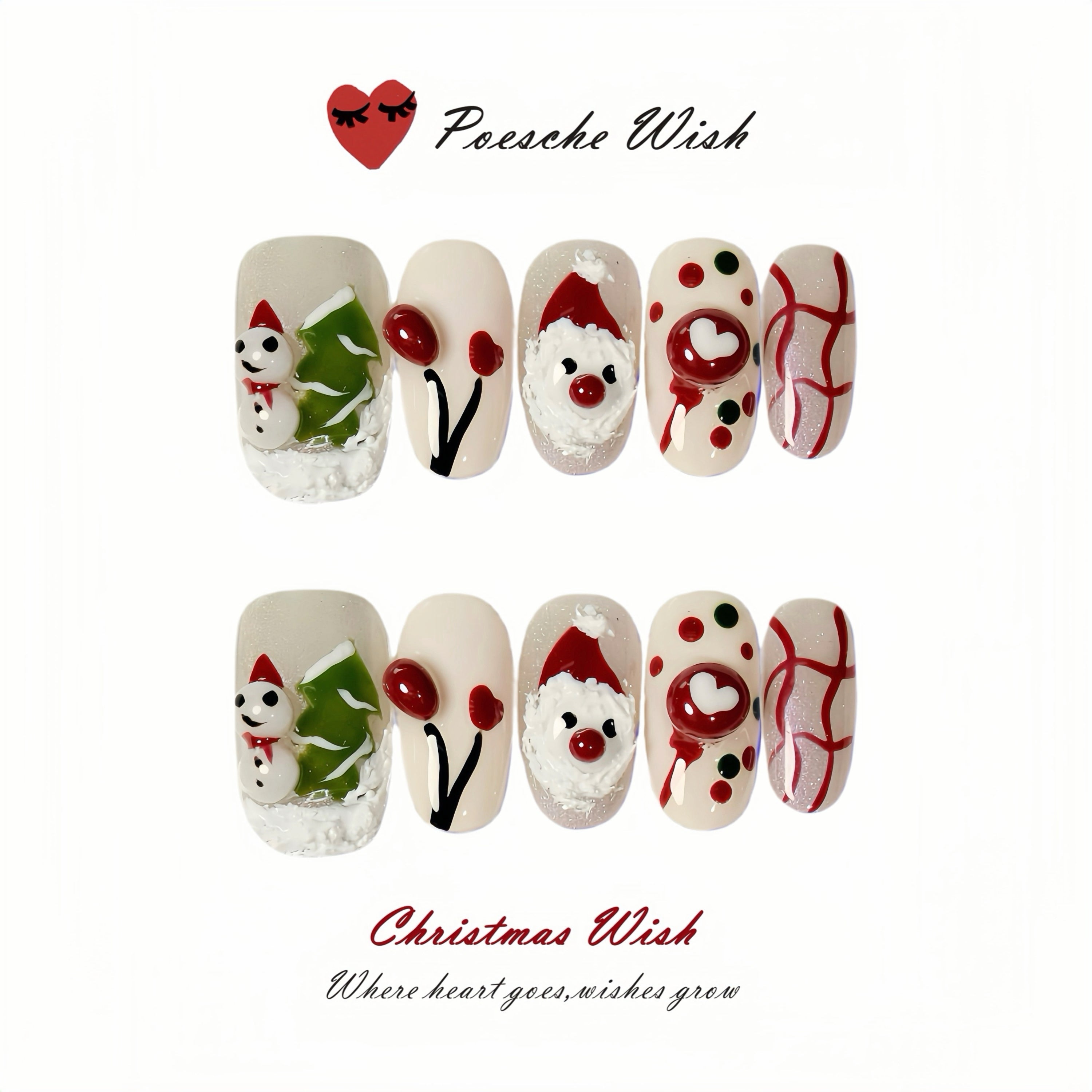 Christmas Wish: North Pole Magic 3D Santa & Holly Berry Art Nails
