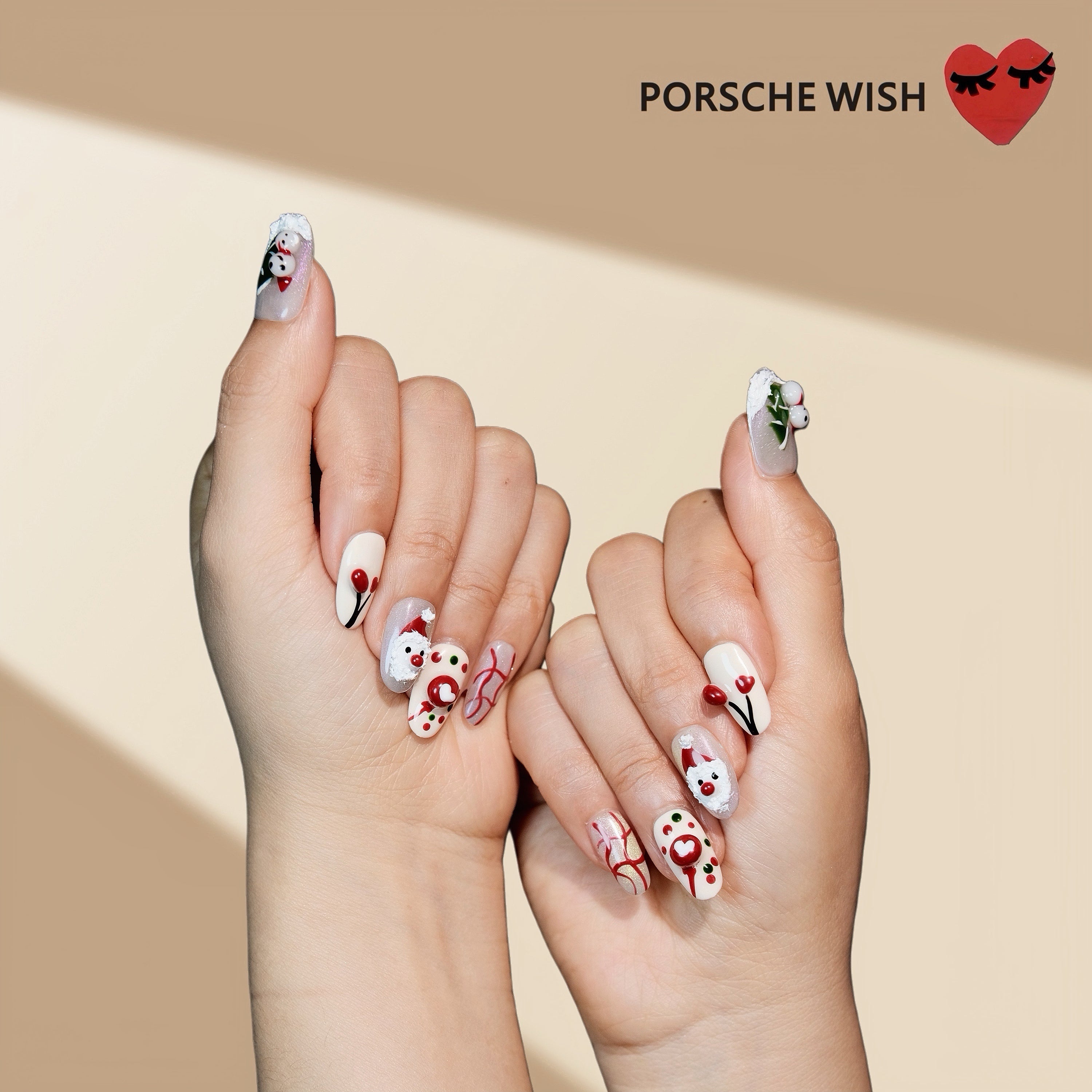 Christmas Wish: North Pole Magic 3D Santa & Holly Berry Art Nails