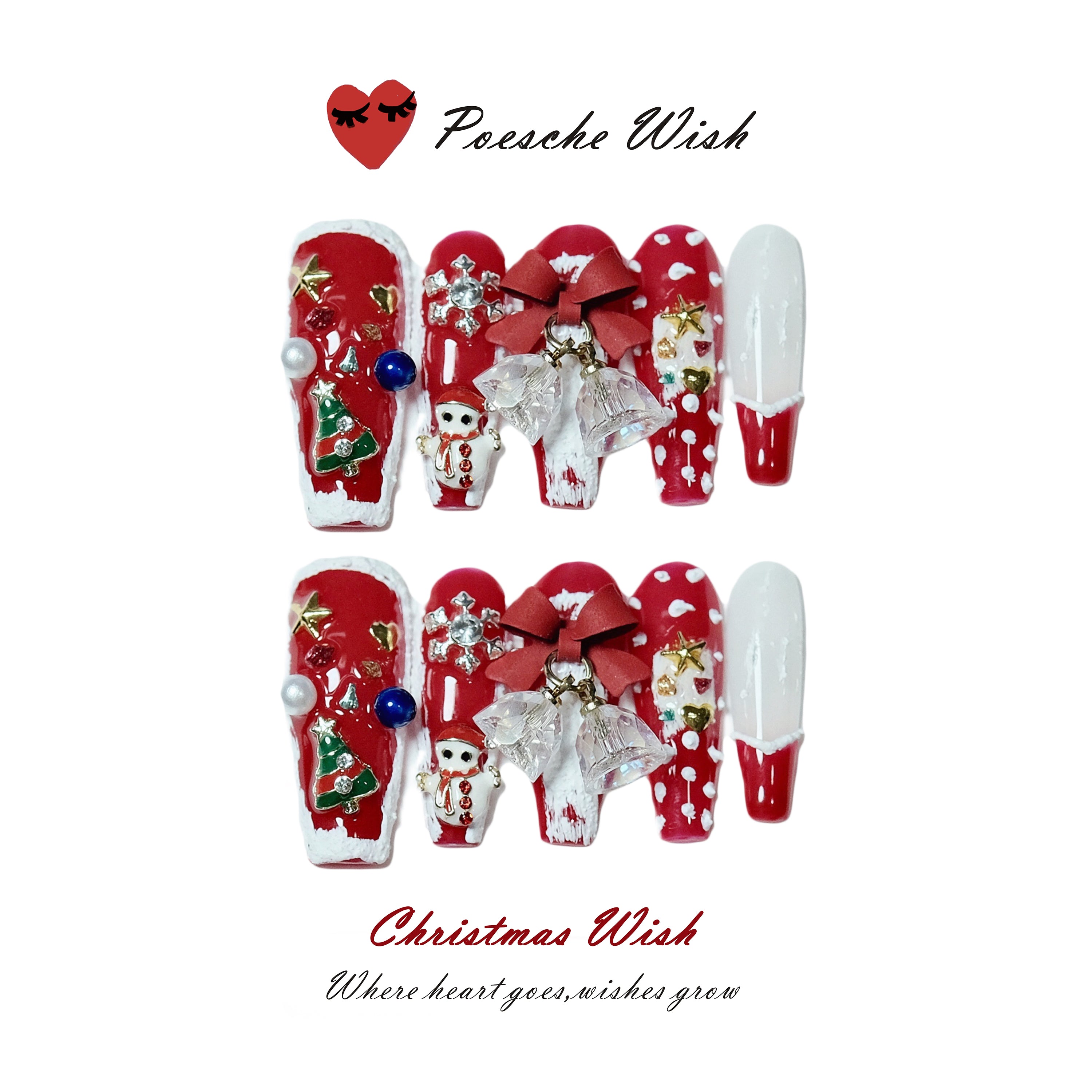 Christmas Wish: Toy Workshop Candy Red & 3D Snow-Frosted Nails