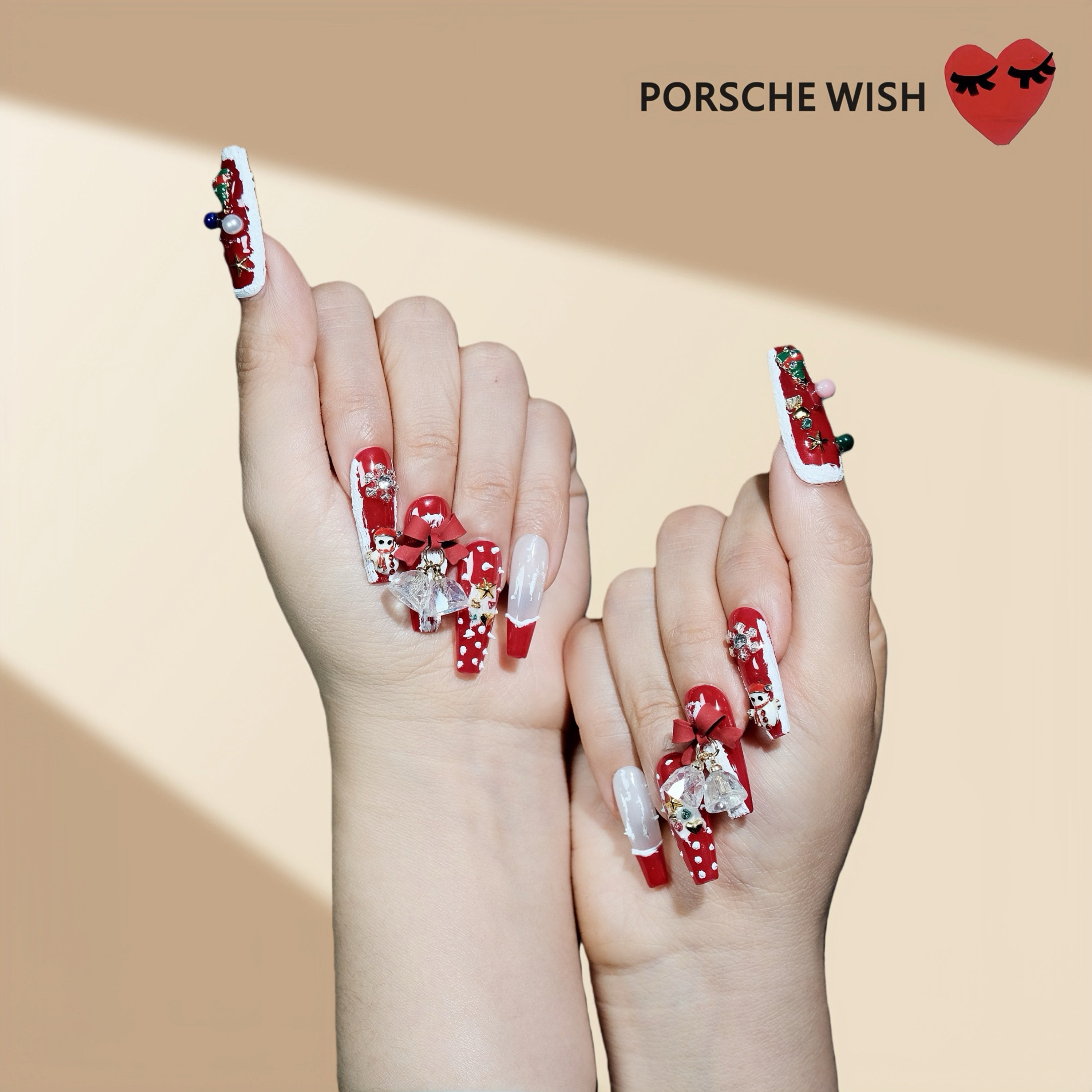 Christmas Wish: Toy Workshop Candy Red & 3D Snow-Frosted Nails