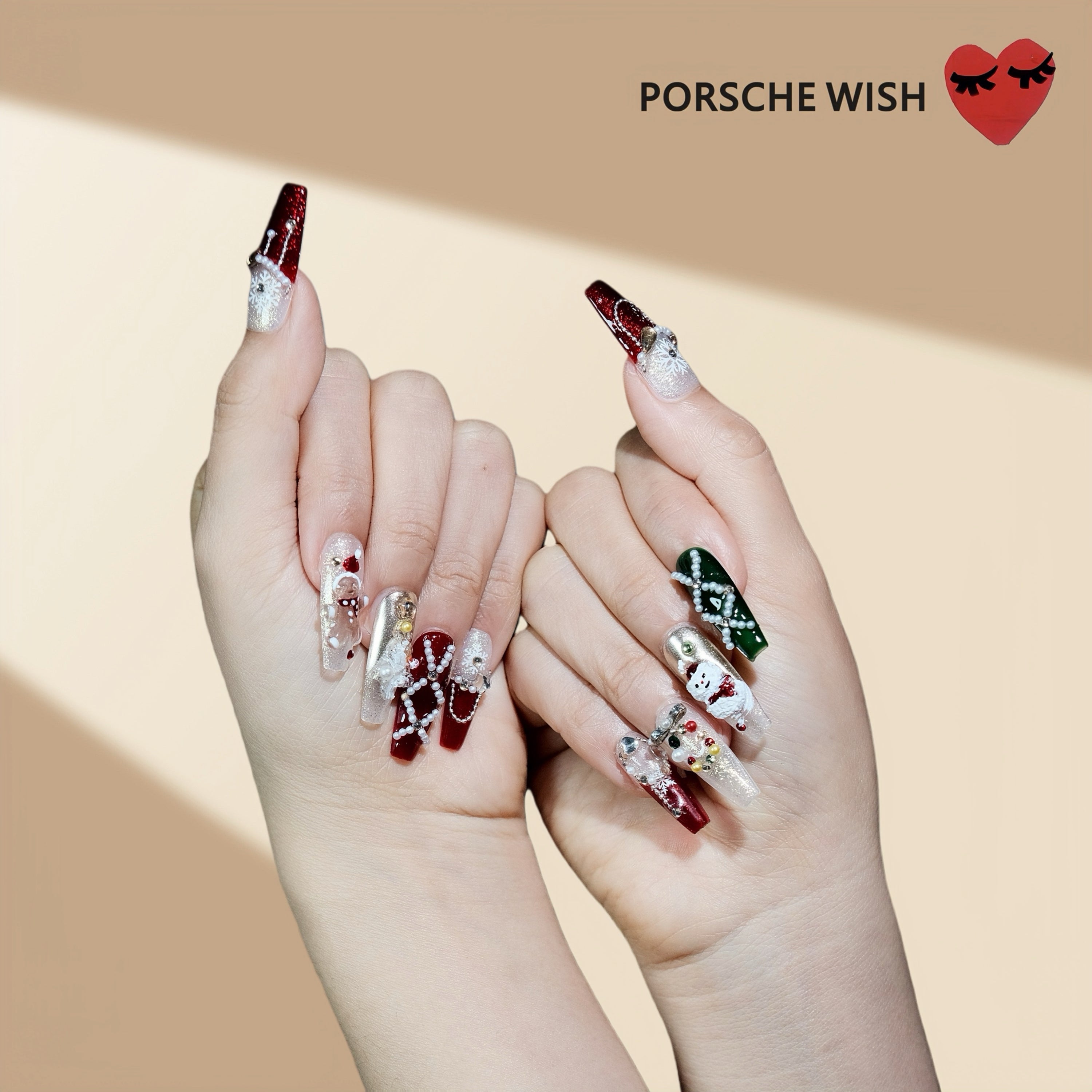 Christmas Wish: Royal Holiday Ruby & Emerald 3D Gingerbread Nails
