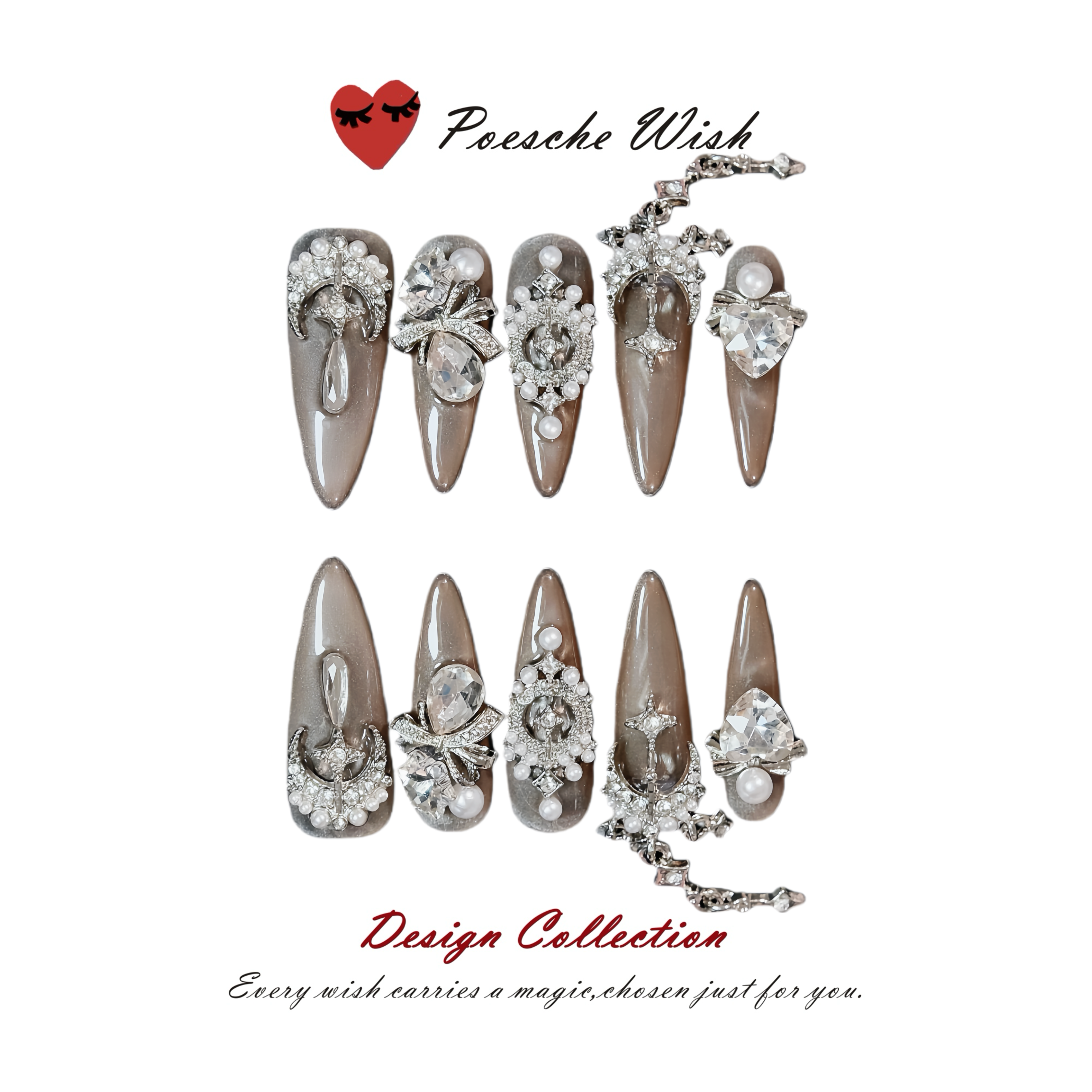 White Velvet Blossom: Flocked 3D Floral & Pearl Press-On Nails