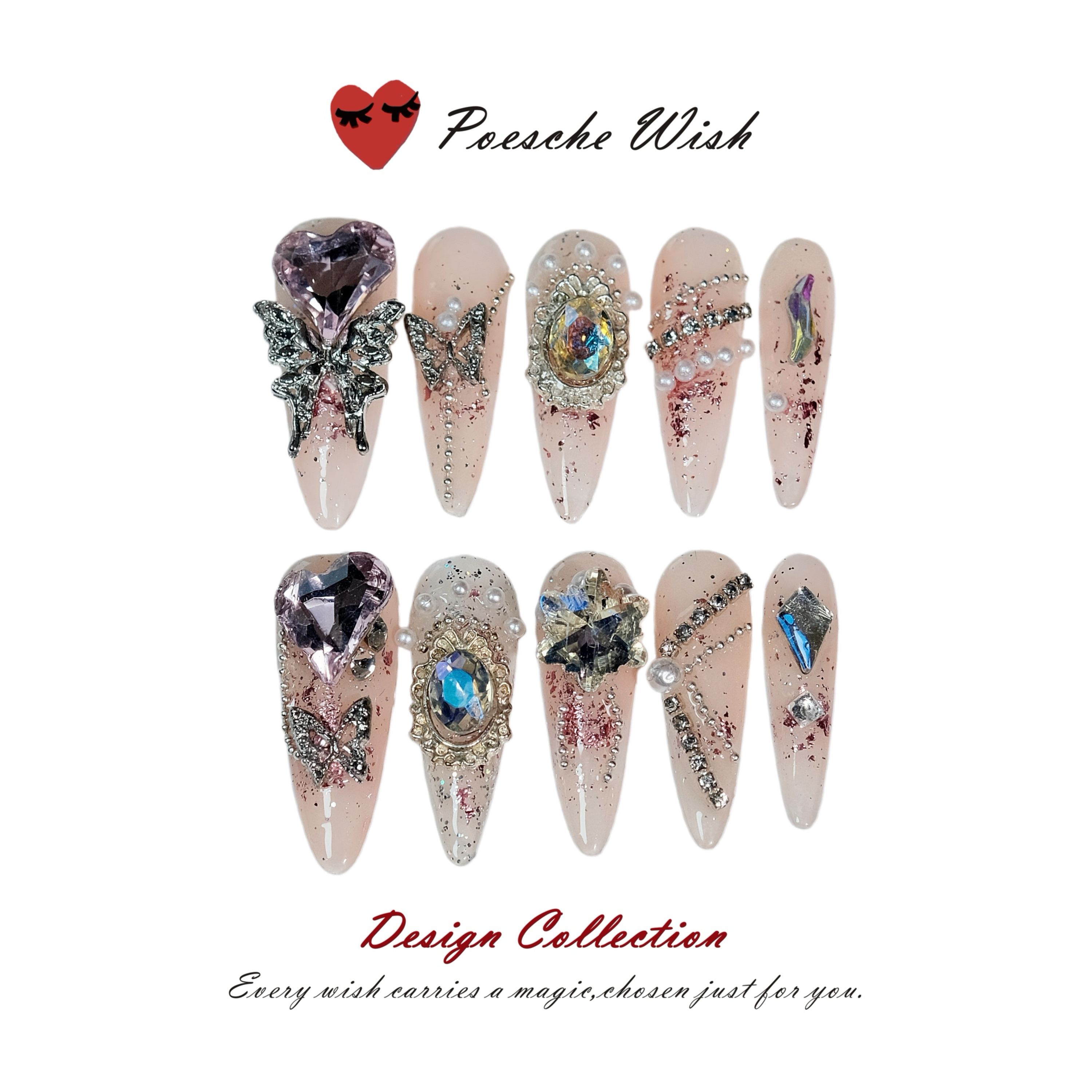 Celestial Silver Radiance: Pearl & Moonstone Press-On Nails