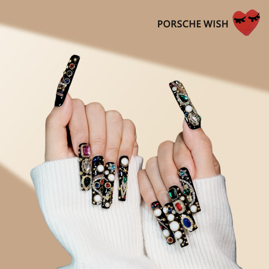yal Noir: Baroque Jewel & Pearl Nails