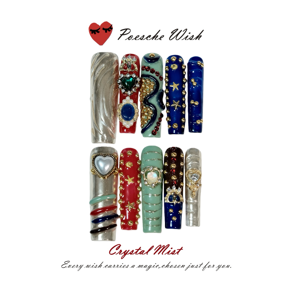 Imperial Cloisonné Palace: Enamel Heart & Jewel Nails