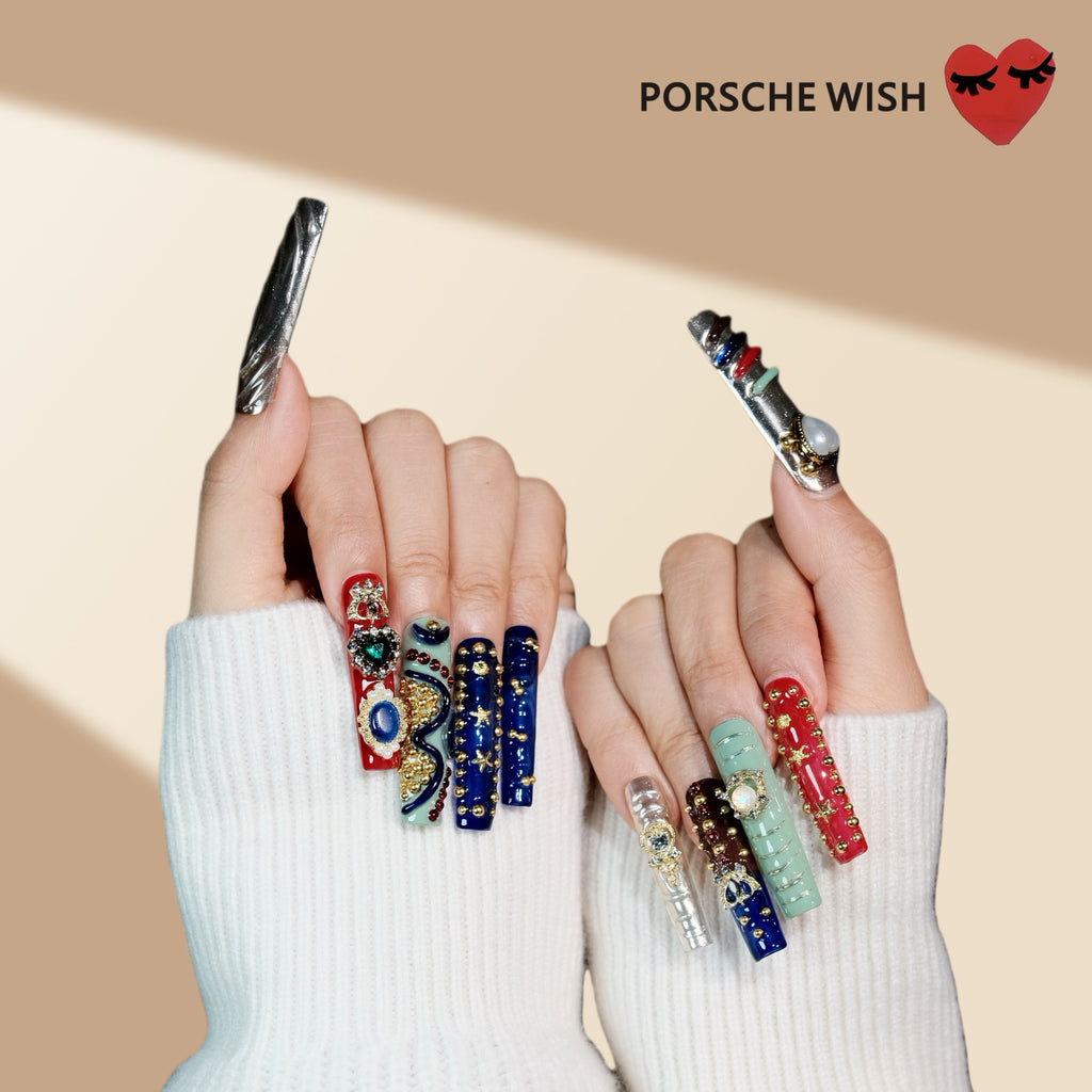 Imperial Cloisonné Palace: Enamel Heart & Jewel Nails