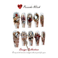 Crimson Aura Palace: Enamel Heart & Jewel Nails