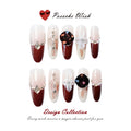 Garnet Bloom: Burgundy Cat-Eye & Floral Crystal Nails