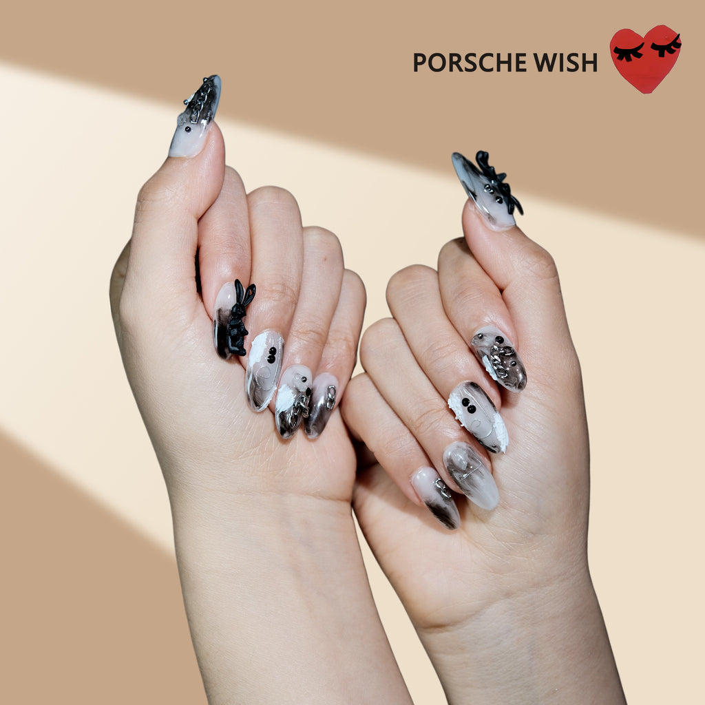 Ink Rabbit: Gothic Smoke & Chain Press-On Nails