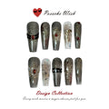 Ancient Solar: Gilded Granite & Ruby Aura Press-On Nails