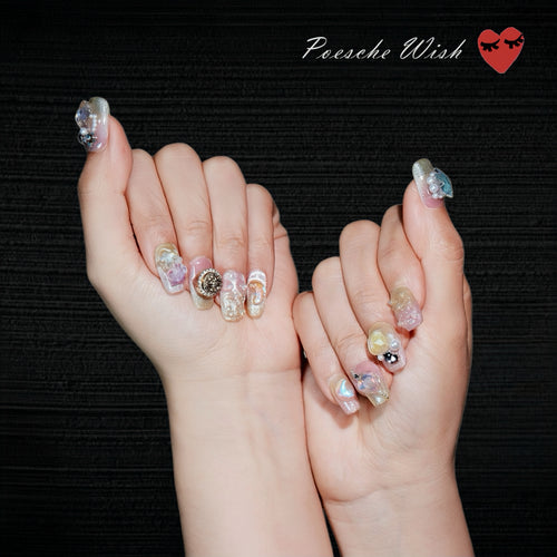 Celestial Dream: Aurora Moon & Golden Medallion Nails
