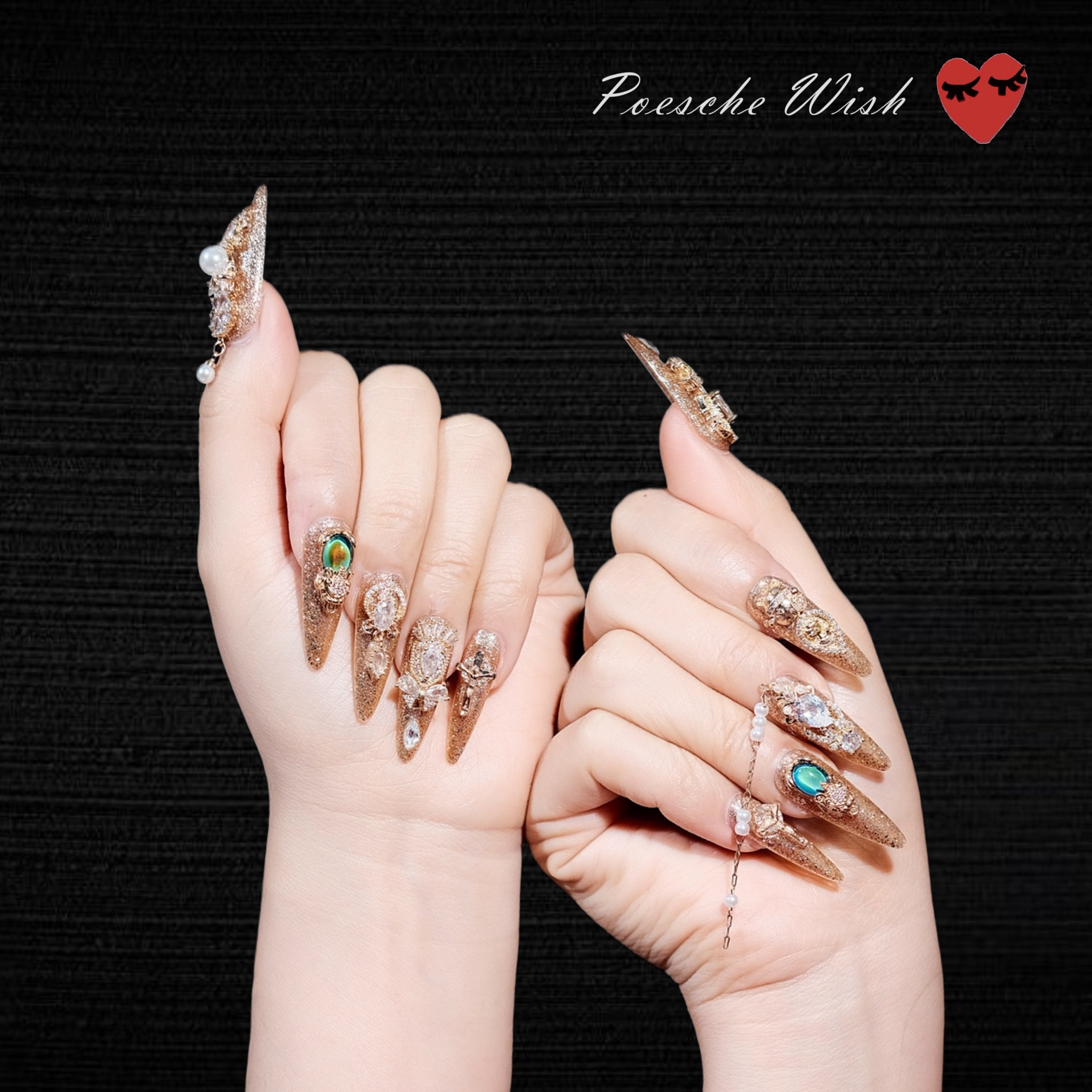 Imperial Gold: Gilded Cross & Royal Charms Nails