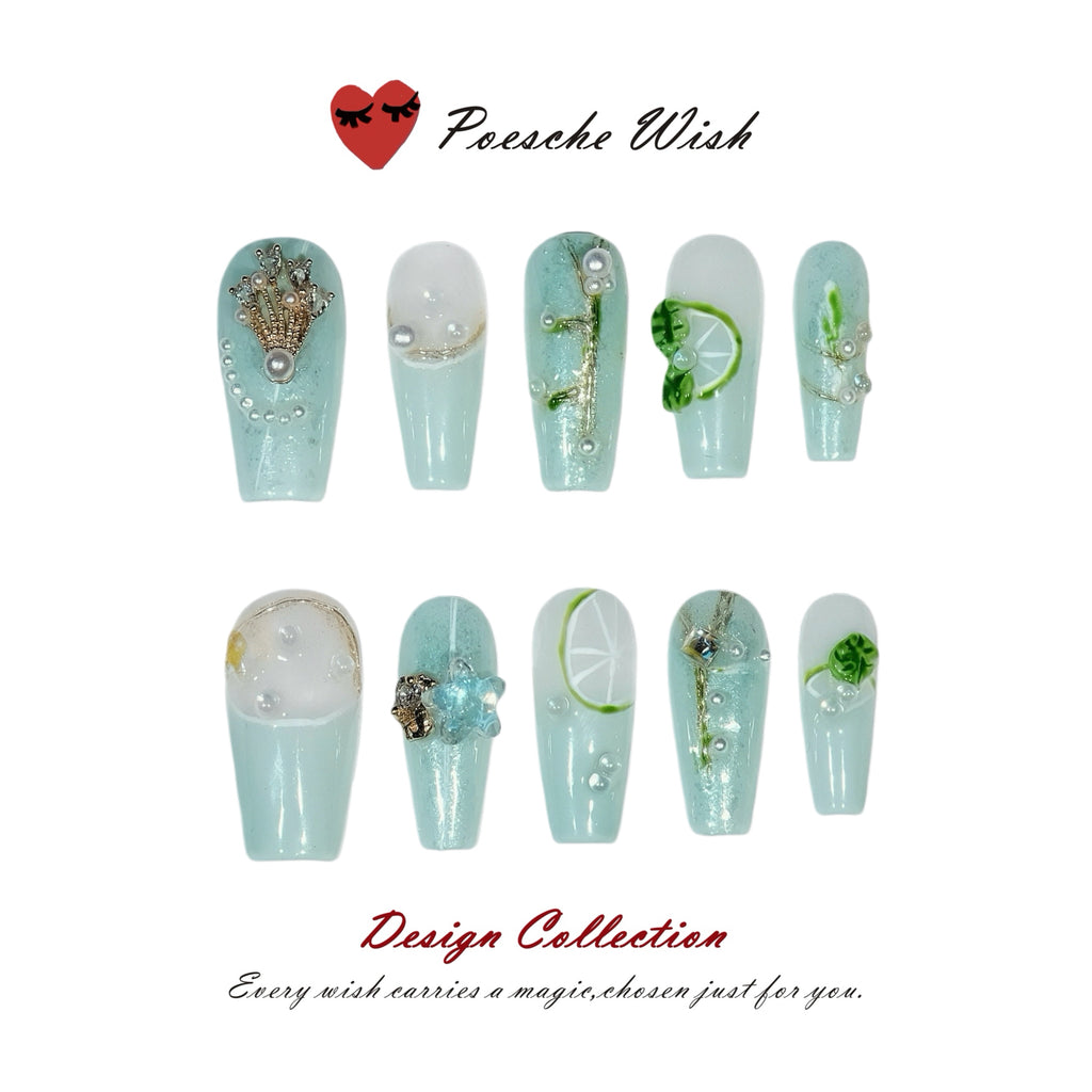 Lime Sorbet: Coastal Breeze & Citrus Pearl Nails