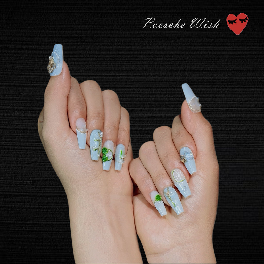 Lime Sorbet: Coastal Breeze & Citrus Pearl Nails