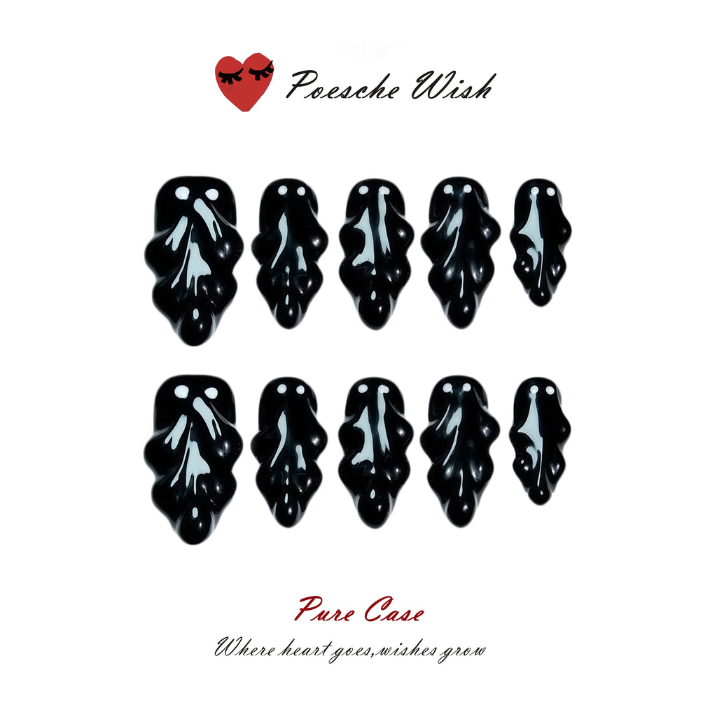 Pure Case: Liquid Shadows 3D Sculpted Obsidian Black Avant-Garde Nails